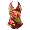 Swimsuit Monokini Swimsuit Floral Print Brown (Type one Piece)