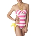 รูปย่อ Swimsuit Juniors Stripe Monokini Swimsuit - Pink/White/Yellow (Type one Piece) รูปที่1