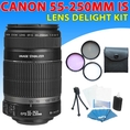 Canon EF-S 55-250mm 55-250 f/4-5.6 IS Autofocus Lens Kit For Canon EOS 20D, EOS 30D, EOS 40D, EOS 50D, EOS 60D, EOS 7D DSLR Cameras ( Zm Lens )