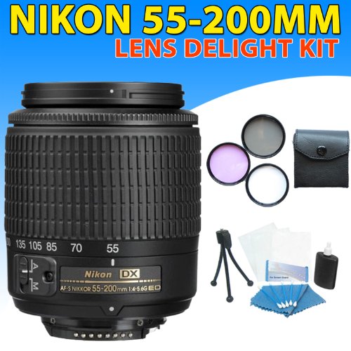 Nikon Zoom Normal-Telephoto 55-200mm f/4-5.6G ED AF-S Nikon Zoom Normal-Telephoto 55-200mm f/4-5.6G ED AF-S DX Zoom-Nikkor Autofocus Lens + Accessory Kit For Nikon D40, D60, D90 DSLR Cameras ( Zm Lens ) รูปที่ 1