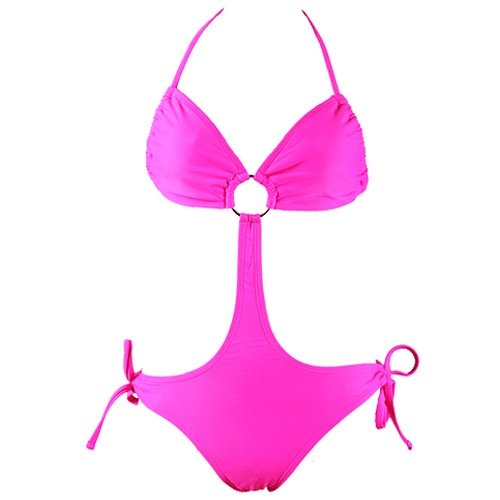 Swimsuit Monokini Swimsuit Hot Pink Bandaue (Type one Piece) รูปที่ 1