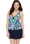 Swimsuit Avenue Plus Size Sketched Floral Skirtini w/ Tummy Control (Type one Piece)