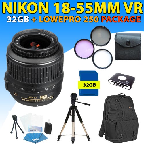 Nikon 18-55mm Vr Af-s Dx Nikkor Lens + Lowepro Fastpack 250 (Black) + More Accessory Kit for Nikon D40, D60, D90 Dslr Cameras (32gb Pro Kit) ( Zm Len ) รูปที่ 1