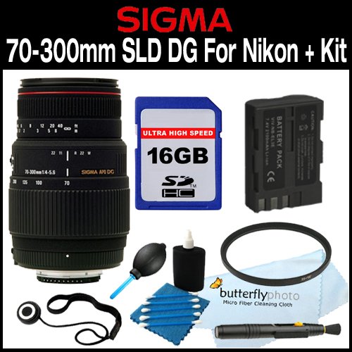 Sigma 70-300mm f/4-5.6 SLD DG Macro Lens with built in motor for Nikon Digital SLR Cameras + UV Filter + Power Package For NIKON D80, D90, D200, D300, D700 ( Sigma Lens ) รูปที่ 1