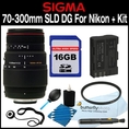 Sigma 70-300mm f/4-5.6 SLD DG Macro Lens with built in motor for Nikon Digital SLR Cameras + UV Filter + Power Package For NIKON D80, D90, D200, D300, D700 ( Sigma Lens )