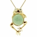 รูปย่อ Gold Plated Sterling Silver Green Chinese Jade Frog with Cubic Zirconia Pendant รูปที่1