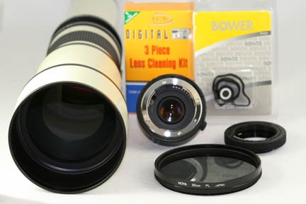 650-2600mm High Definition Telephoto Lens Kit for Panasonic G1 GH1 Olympus PEN E-P1 E-P2 Samsung NX10 and other Micro Four Thirds Cameras With 2X Converter , Case , Hood , Cleaning Kit , Cap Keeper , Extended Warranty , T mount , Polarizer filter ( Rokinon Lens ) รูปที่ 1