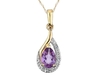 รูปย่อ Amethyst Gemstone Pendant with Diamonds 3/5 Carat (ctw) in 10K Yellow Gold with Chain รูปที่1