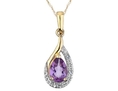 Amethyst Gemstone Pendant with Diamonds 3/5 Carat (ctw) in 10K Yellow Gold with Chain