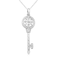 10k White Gold Diamond Key Pendant (1/6 cttw, I-J Color, I3 Clarity), 18''