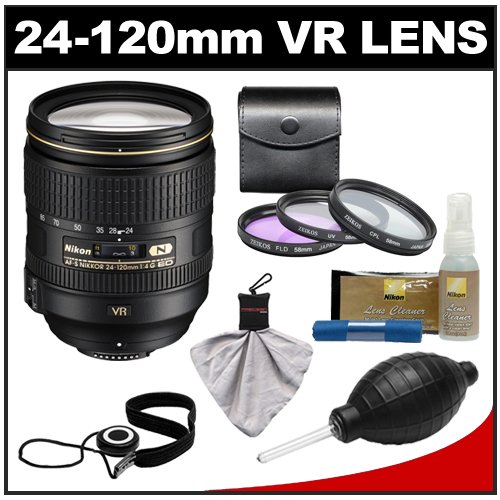 Nikon 24-120mm f/4 G VR AF-S ED Zoom-Nikkor Lens with 3-Piece Filter Set + Cleaning Accessory Kit for D3s, D3x, D3, D7000, D300s, D90, D5000, D3100, D3000 Digital SLR Cameras ( Nikon Lens ) รูปที่ 1