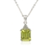 รูปย่อ Sterling Silver Emerald-Cut Lab-Created Peridot with Cubic Zirconia Accent Pendant, 18.5" รูปที่1