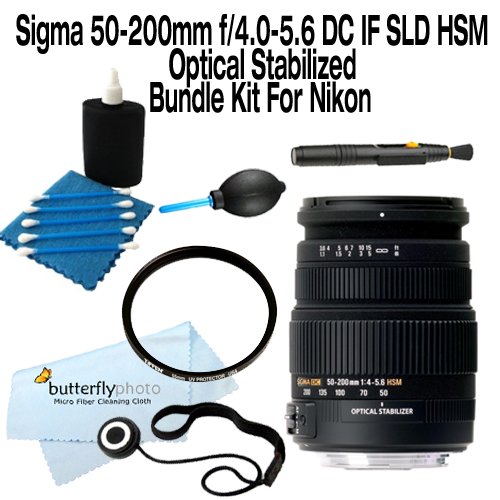 Sigma 50-200mm f/4.0-5.6 DC IF SLD Optical Stabilized (OS) Lens with Hyper Sonic Motor (HSM) for Nikon Digital SLR Cameras + Tiffen UV Filter + Care Package ( Sigma Lens ) รูปที่ 1