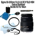 Sigma 50-200mm f/4.0-5.6 DC IF SLD Optical Stabilized (OS) Lens with Hyper Sonic Motor (HSM) for Nikon Digital SLR Cameras + Tiffen UV Filter + Care Package ( Sigma Lens )