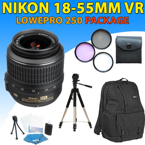 Nikon 18-55mm Vr Af-s Dx Nikkor Lens + Lowepro Fastpack 250 (Black) + More Accessory Kit for Nikon D40, D60, D90 Dslr Cameras (Fastpack Kit) ( Zm Len ) รูปที่ 1