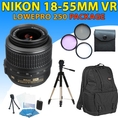 Nikon 18-55mm Vr Af-s Dx Nikkor Lens + Lowepro Fastpack 250 (Black) + More Accessory Kit for Nikon D40, D60, D90 Dslr Cameras (Fastpack Kit) ( Zm Len )