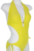 Swimsuit Yellow Halter Tie Side Monokini Swimsuit with Removable Soft Pads (Type one Piece)