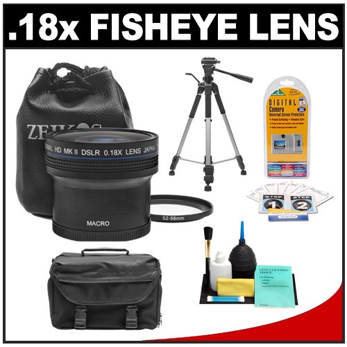 Zeikos .18x Super Wide Fisheye Lens with Case and Tripod + Accessory Kit for Canon Rebel T1i XT XTi XS XSi EOS 30D 40D 50D 5D 7D Digital SLR Cameras ( Zeikos Lens ) รูปที่ 1