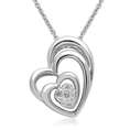 Sterling Silver Diamond Triple Heart Pendant (1/10 cttw, I-J Color, I3 Clarity), 18