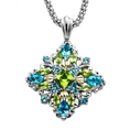 Sterling Silver and 14k Yellow Gold Licensed Blue Topaz and Peridot Pendant, 18