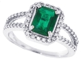 1.66 Ct Emerald Cut Genuine Emerald and Diamond Ring in 10Kt(A Quality)