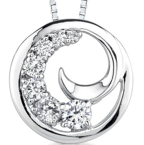 Yours Truly: Sterling Silver Swirl Journey Inspired Slider Pendant Necklace with CZ Diamonds รูปที่ 1