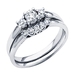 รูปย่อ 14K White Gold 3 Stone Diamond Matching Engagement Wedding Ring Band 2 Pieces Bridal Set (1/2 CTW., GH, SI) รูปที่1