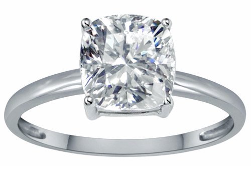 14K White Gold Certified Solitaire Engagement Ring with a 1.01 Carat EGL USA Certified EGL USA CertifiedH Color SI1 Clarity Cushion Cut Diamond (1.01 cttw) (Sizes 4-11 Available) รูปที่ 1