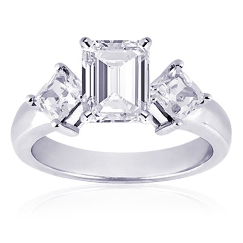 1. Ct Emerald Cut Diamond 3 Stone Engagement Ring VVS1 รูปที่ 1