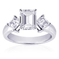 1. Ct Emerald Cut Diamond 3 Stone Engagement Ring VVS1