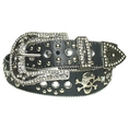 New Black Rhinestone Studded Skull Leather Belt M 34 36 