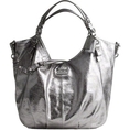 Coach Madison Large Silver Crinkle Patent Leather Convertible Shoulder Handbag 15958
