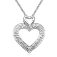 Sterling Silver Diamond Double Heart Pendant (0.02 cttw, I-J Color, I3 Clarity), 18