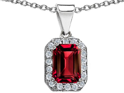 3.63 cttw 14K White Gold Plated 925 Sterling Silver and Created Emerald Cut Ruby Pendant - Gold Plated Silver รูปที่ 1