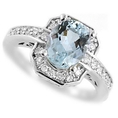 2.00ct AAA Blue Aquamarine & Diamonds Engagement Ring 14k White Gold