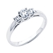 รูปย่อ 14K White Gold 3 Stone Diamond Matching Engagement Wedding Ring Band 2 Pieces Bridal Set (1/2 CTW., GH, SI) รูปที่2