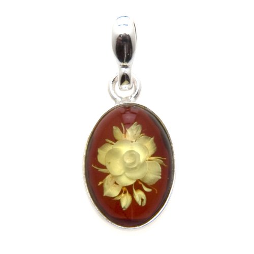 Baltic Amber and Sterling Silver Cameo Oval Pendant รูปที่ 1