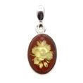 Baltic Amber and Sterling Silver Cameo Oval Pendant