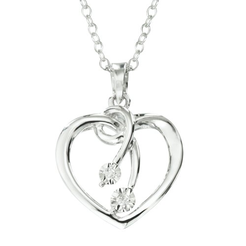 Sterling Silver Diamond-Accent Open Heart Pendant by DiAura รูปที่ 1