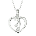 Sterling Silver Diamond-Accent Open Heart Pendant by DiAura