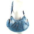 Denim Shoulder Bag with Zipper Detailing