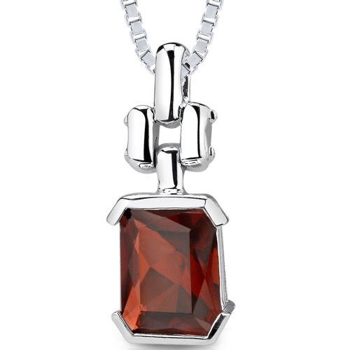 2.75Ct Radiant Cut Garnet Pendant in Sterling Silver รูปที่ 1