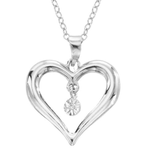 Sterling Silver Diamond-Accent Open Heart Pendant by DiAura รูปที่ 1