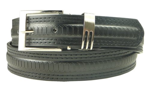 Double Stitched Snake Design Leather Belt in Black or Brown  รูปที่ 1