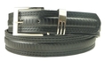 Double Stitched Snake Design Leather Belt in Black or Brown 