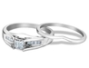 รูปย่อ Princess Cut Diamond Engagement Ring & Wedding Band Set 1/4 Carat (ctw) in 14K White Gold รูปที่4