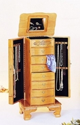 item Deluxe jewelry armoire in light oak finish wood ( Antique )