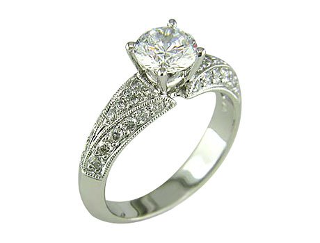 0.50 ct ANTIQUE style ENGAGEMENT RING SETTING in WHITE GOLD รูปที่ 1