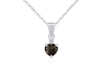 รูปย่อ Sterling Silver 5mm Heart Smoky Quartz and Diamond-Accent Pendant, 18" รูปที่1