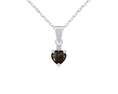 Sterling Silver 5mm Heart Smoky Quartz and Diamond-Accent Pendant, 18